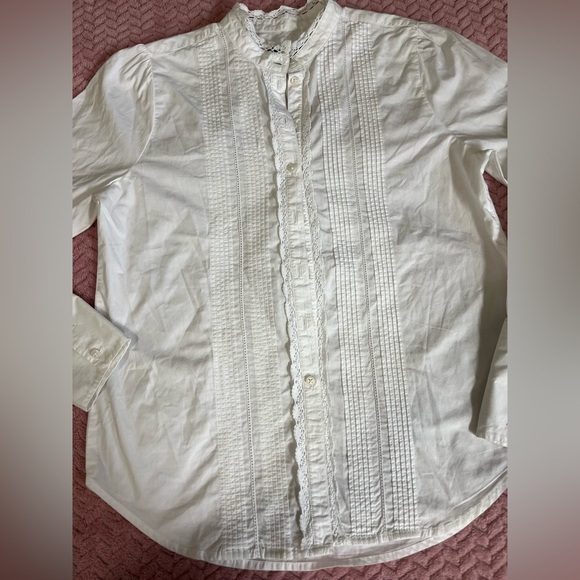 J. Crew White Lace Trim Blouse - Picture 4 of 6